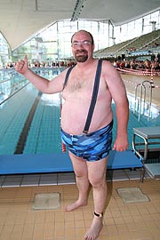 ehrgeizig ist Breitensportler Holm Staude: 99. Triathlons hat er jetzt auf der Liste, und kam immer auf dem letzten Platz (Foto: Martin Schmitz)